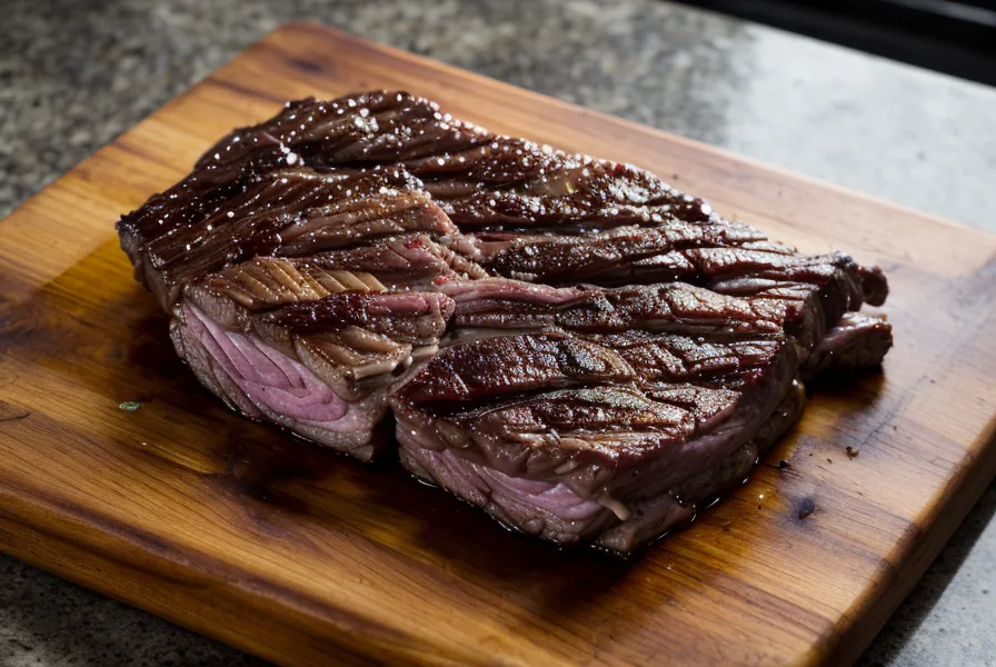 Corte preciso de tira de asado con cuchillo recién afilado, resultado de un buen mantenimiento de herramientas