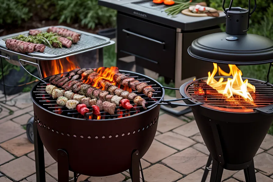 Mano midiendo la temperatura del fuego sobre la parrilla en el balcón.