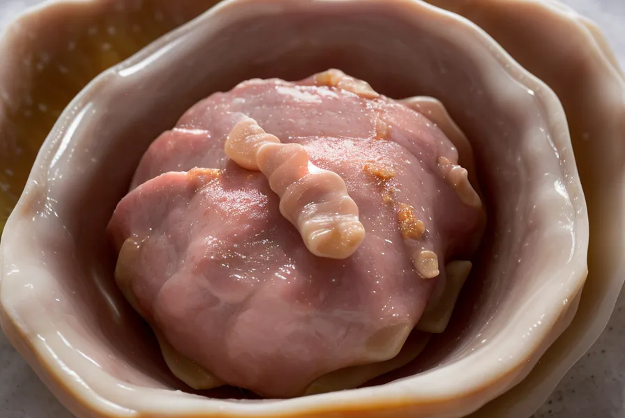 Tripa natural de cerdo hidratándose en un bol con agua para embutir.