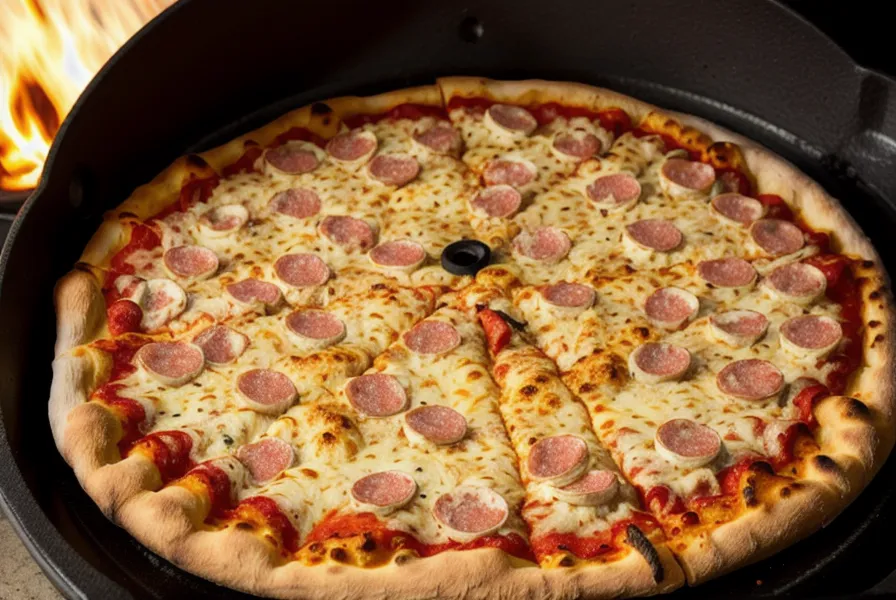 Masa de pizza cocinándose sobre los fierros de la parrilla caliente