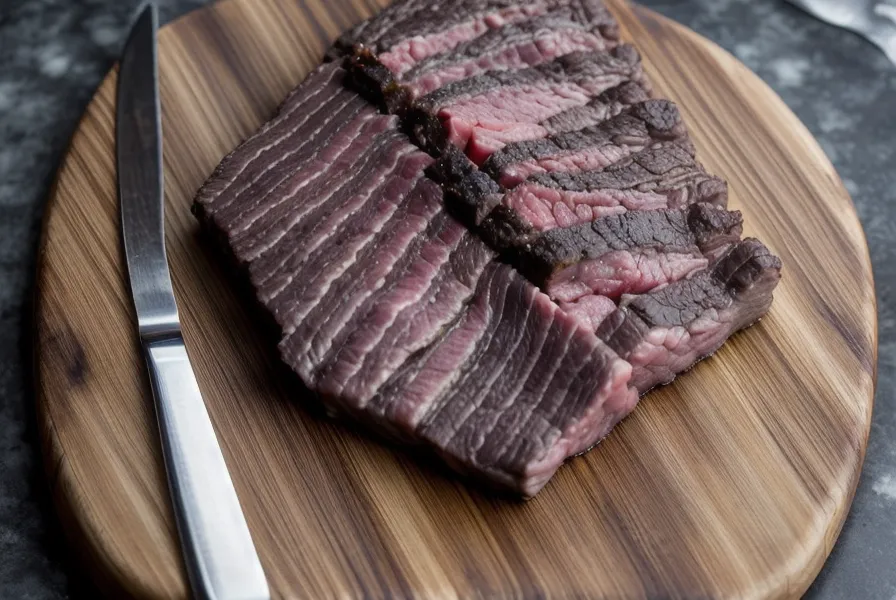Corte de tapa de asado cruda mostrando la grasa y fibra necesaria para el sabor