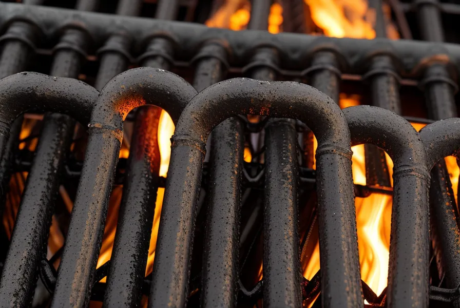 detalle de las varillas de la parrilla y temperatura interna de vegetales densos