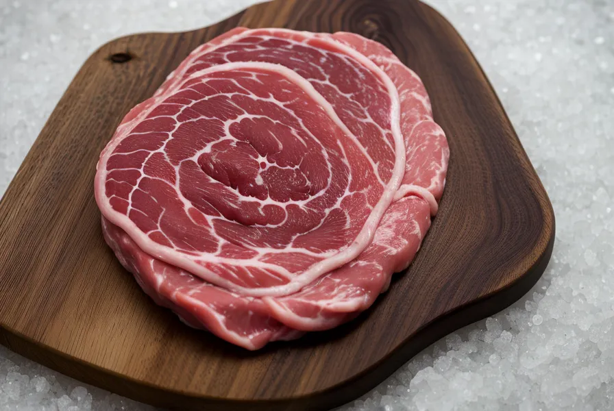 Corte de marucha cruda sobre tabla de madera para el asado