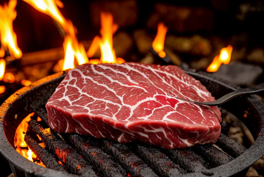Un solo corte de vacío cocinándose en la parrilla para evitar contaminación cruzada.